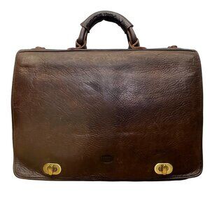 Vintage Roberto Firenze Men’s Brown Leather Briefcase With Dual Brass Clasps